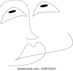 minimalismo de la cara abstracta dibujada y simple gráfica vectorial. Dibujo minimalista de líneas de dibujo a mano