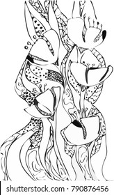 Drawn abstract flowers