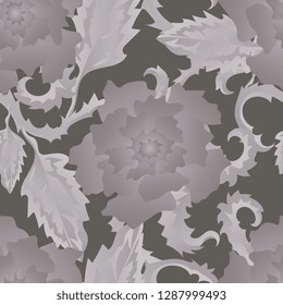  Drawn abstract flowers. Seamless pattern of painted flowers. Vector graphics