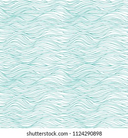 Нand drawn abstract horizontal wave vector seamless pattern.