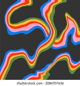 Drawn abstract shapes. Cartoon, psychedelic style. Flat design. All elements are isolated. Square posters.