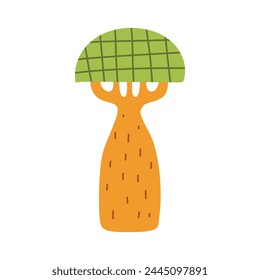 Drawn African trees isolated on a white background.