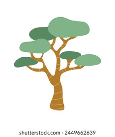 Drawn African trees isolated on a background. Vector illustration of exotic trees.