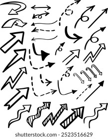 drawn arrows vector cartoon doodle set