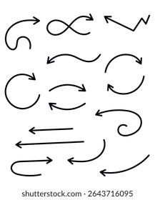 drawn arrows vector cartoon doodle set