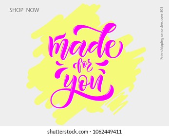 Drawn art vector calligraphy logotype for women internet site of clothes, blog icon or advertisement of promotion. modern concept for poster, card, design,template for girlie beauty web page,email offer