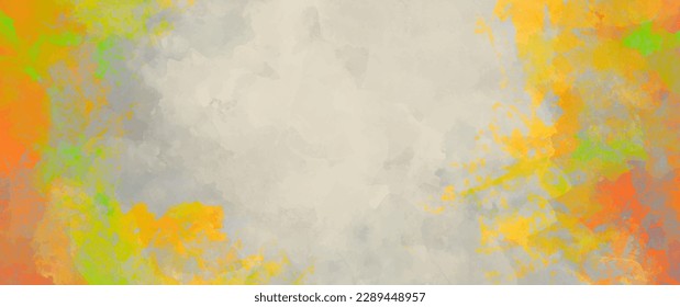 Drawn autumn art vector background on aged paper. Colorful brushstrokes and splashes. Old paper. Painted fall template for design. Multicolor brushstrokes and splashes.