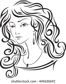 Face Beautiful Girl Long Hair Vector Stock Vector (Royalty Free) 209028892