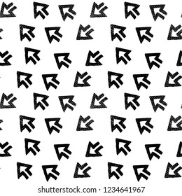 drawn black graphic pattern with arrows on white background with textures