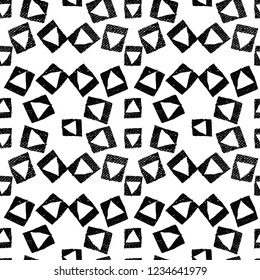 drawn black graphic pattern on white background with triangles