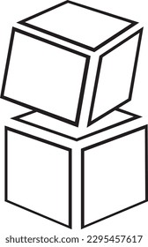 Drawn black outline simple doodle two cubes. Vector illustration isolated on a white background