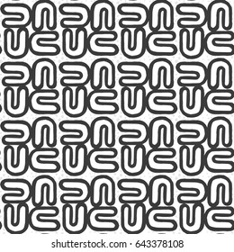 drawn black and white graphic pattern of oval shapes with textures on a white background
