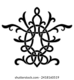 Dibujar un patrón de tejido en blanco y negro sobre un fondo blanco. Nudo celta, ornamento étnico, elemento de diseño.