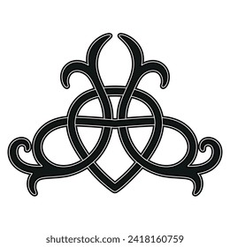 Dibujar un patrón de tejido en blanco y negro sobre un fondo blanco. Nudo celta, ornamento étnico, elemento de diseño.