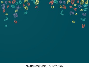 Drawn Blackboard Vector Green Background. Doodle Education Illustration. Educate Letter School Board Art. Sketchy Texture.