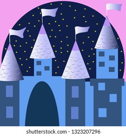 drawn blue castle