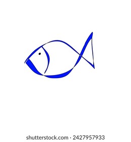 drawn blue fish: minimalist depiction for aesthetes!