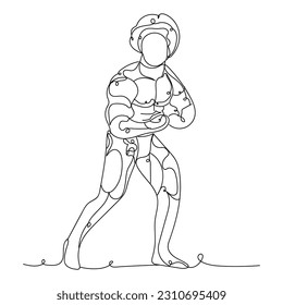 Drawn bodybuilder on white background