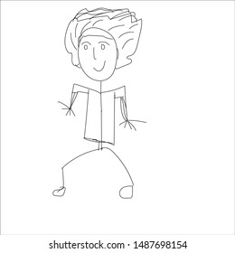 Drawn boy on white background.