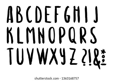 Drawn brush font, universal alphabet for logos, badges, postcards, posters, prints