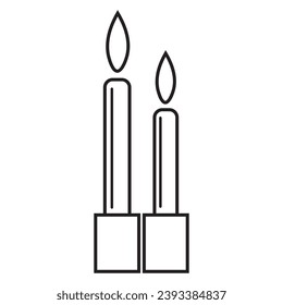 Drawn burning candles on white background