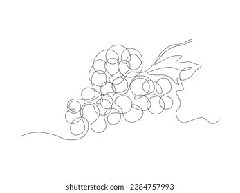Dibujado a mano. Resumen de racimo de uvas dibujo continuo de una línea de arte