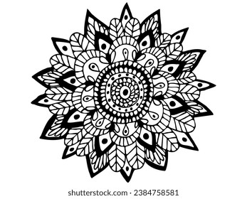 Drawn by hand. black and white zen doodle pattern, mandala