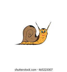 Drawn by hand colored snail