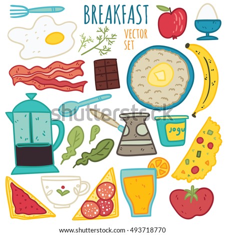 Drawn By Hand Doodle Healthy Breakfast Stock Vector (Royalty Free