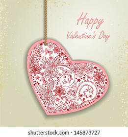Drawn by hand from the heart on an invitation card