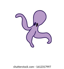 Drawn by hand, octopus .Vector illustration on a white isolated background.Form for banners, postcards.