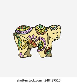 Drawn by hand ornamental bear