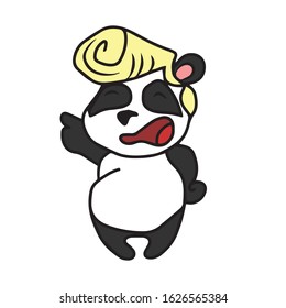 
Drawn by the hand of a Panda with a chic hairstyle.Vector illustration on a white isolated background.Design for greeting cards banners.Animal