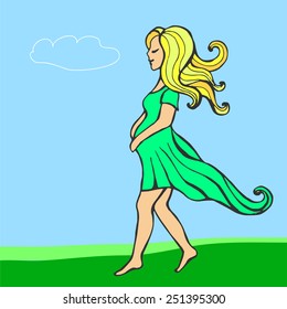 drawn by hand pregnant women