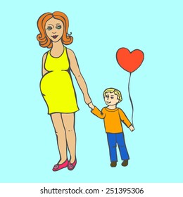 drawn by hand pregnant women