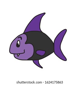 Drawn by hand,fish.Vector illustration on a white isolated background.Form for banners, postcards. Animal