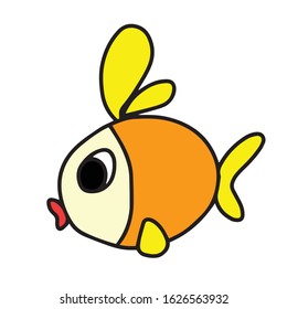 Drawn by hand,fish.Vector illustration on a white isolated background.Form for banners, postcards. Animal