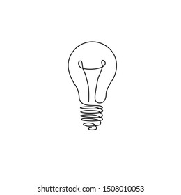 drawn by one line incandescent lamp. creative idea .vector illustration isolated on white background.10 eps.