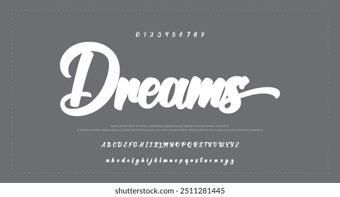 and drawn calligraphic vector monoline font. Distress signature letters. Modern script calligraphy type. ABC typography latin signature alphabet.