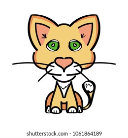 Drawn cartoon cute cat.