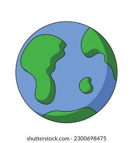 Drawn cartoon Globe Planet Earth in color