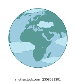 Drawn cartoon planet earth in vintage style, decor element, wallpapers, postcards, congratulations, textiles, banners