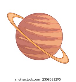 Drawn cartoon planet saturn in vintage style, decor element, wallpapers, postcards, congratulations, textiles, banners