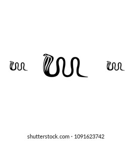 Drawn cartoon wildlife animal background template. Vector backdrop with black cobra for textile or fabric, book, brochure or comics. Cobra silhouette artwork isolated on white for decor.