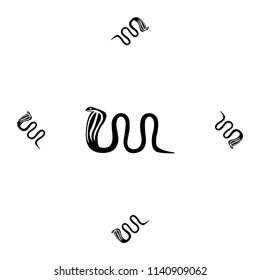 Drawn cartoon wildlife animal background template. Vector backdrop with black cobra for textile or fabric, book, brochure or comics. Cobra silhouette artwork isolated on white for decor.
