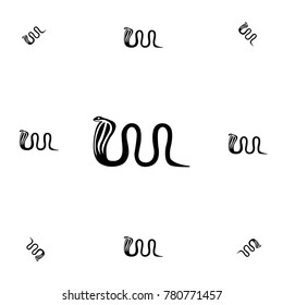 Drawn cartoon wildlife animal background template. Vector backdrop with black cobra for textile or fabric, book, brochure or comics. Cobra silhouette artwork isolated on white for decor.