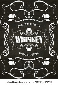 drawn in chalk design whiskey label vintage style