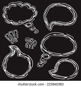 Drawn in Chalk Doodle Speech Bubbles Set