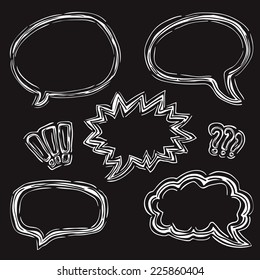 Drawn in Chalk Doodle Speech Bubbles Set