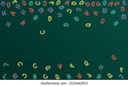 Drawn Chalkboard Vector Green Background. Abc Decorative Illustration. Style Text Blackboard Typography. Stylized Cover.